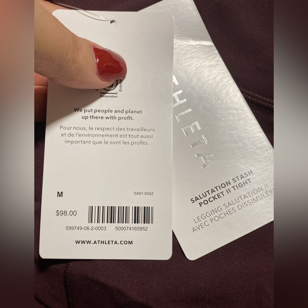 Athleta SALUTATION STASH HIGH RISE LEGGING // Spiced Cabernet #599749 - Picture 9 of 16